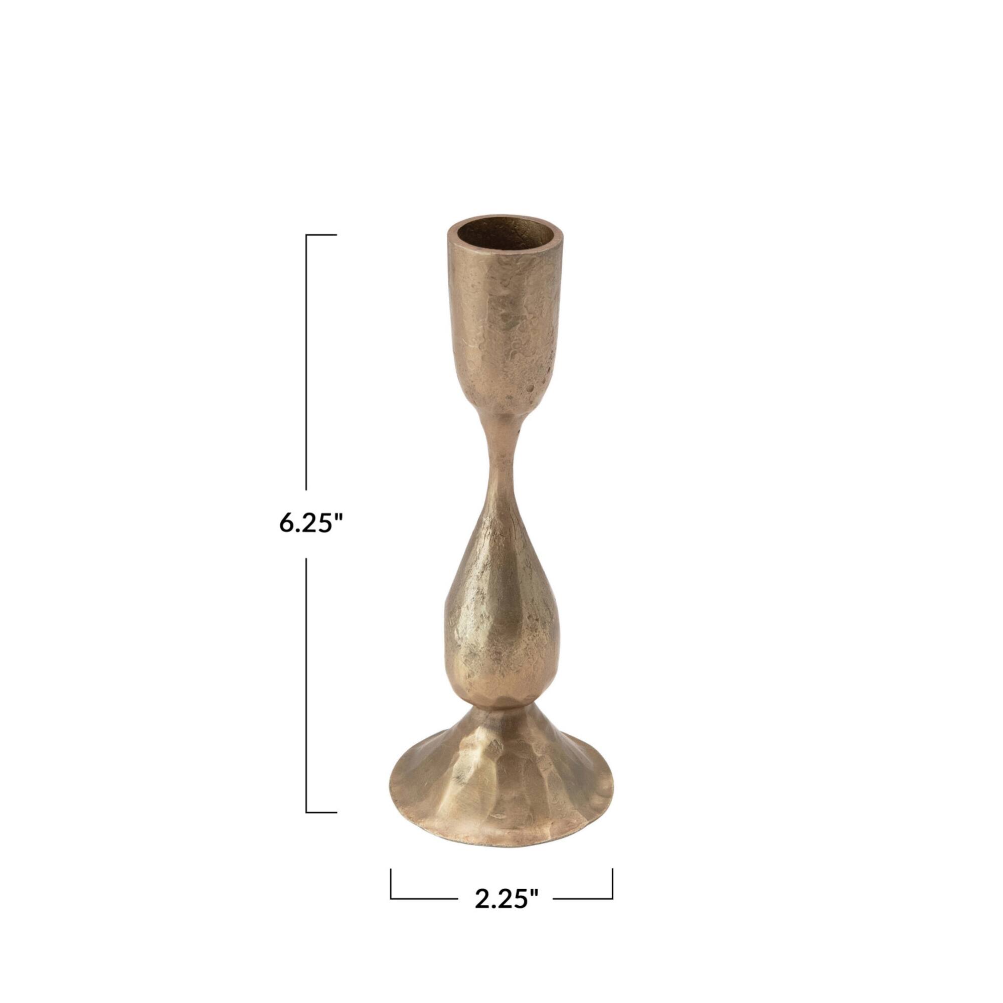Hello Honey® 6.5" Antique Brass Hand-Forged Metal Taper Holder